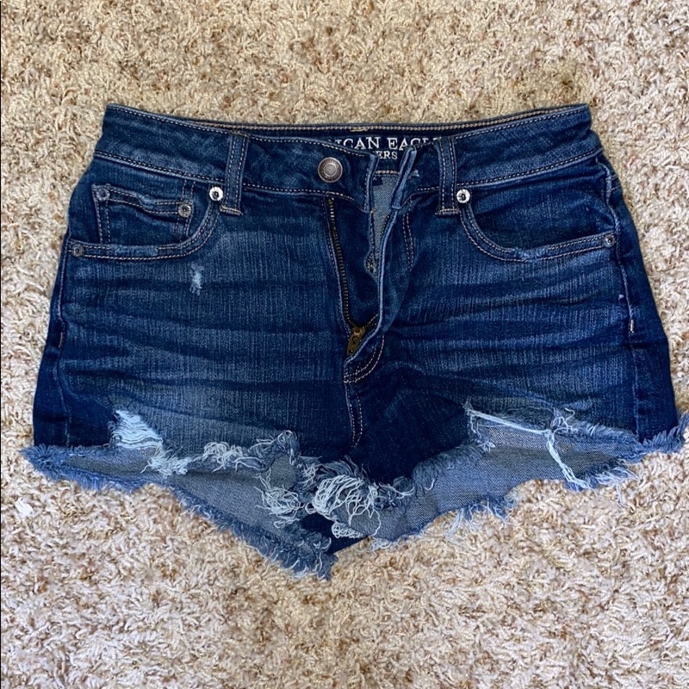 High rise blue jean shorts